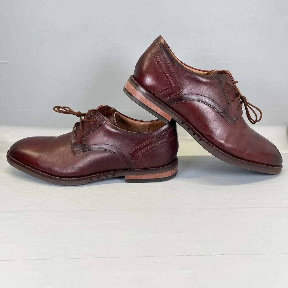 Clarks Un Hugh Lace Dress Shoes Mens Size 13 M Brown Leather Lace Up Derby